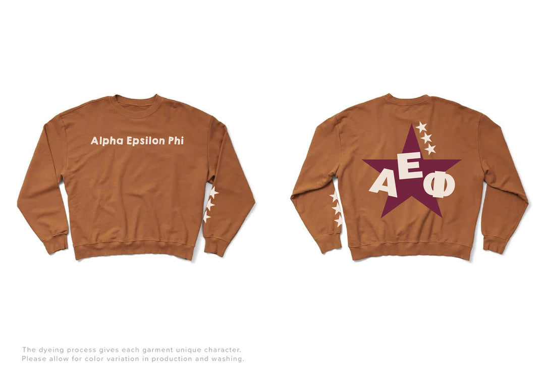 Caffeine Maroon Star Light Weight Sorority Crewneck