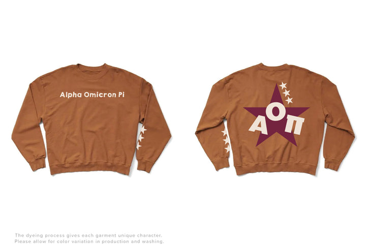 Caffeine Maroon Star Light Weight Sorority Crewneck