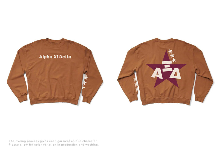 Caffeine Maroon Star Light Weight Sorority Crewneck