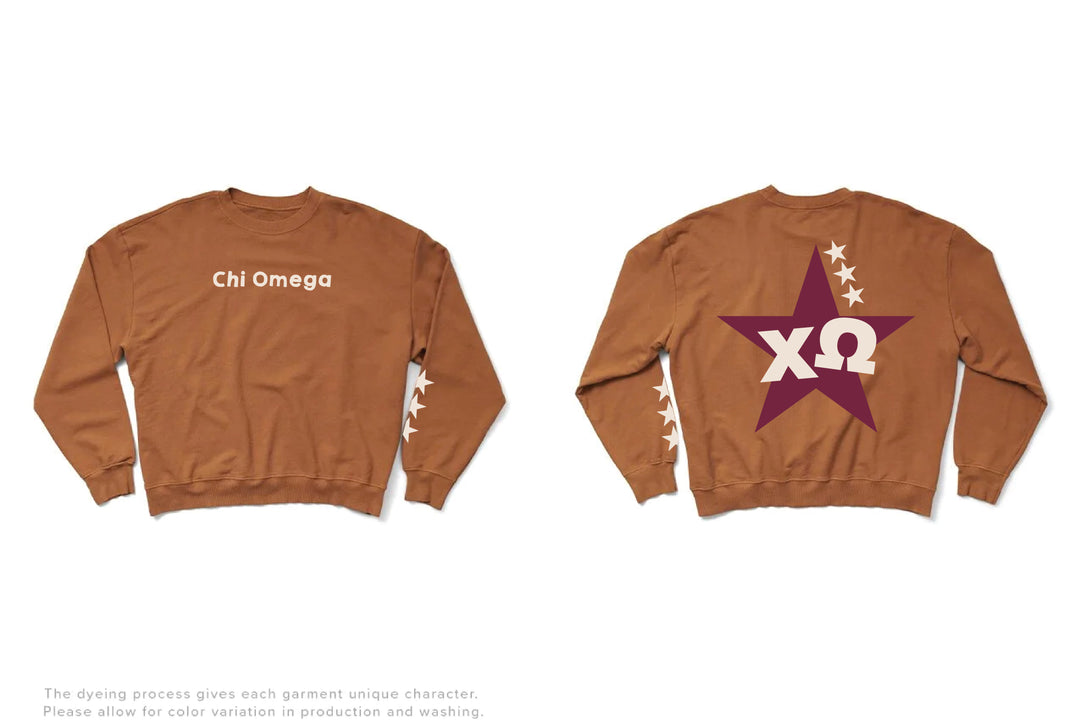 Caffeine Maroon Star Light Weight Sorority Crewneck