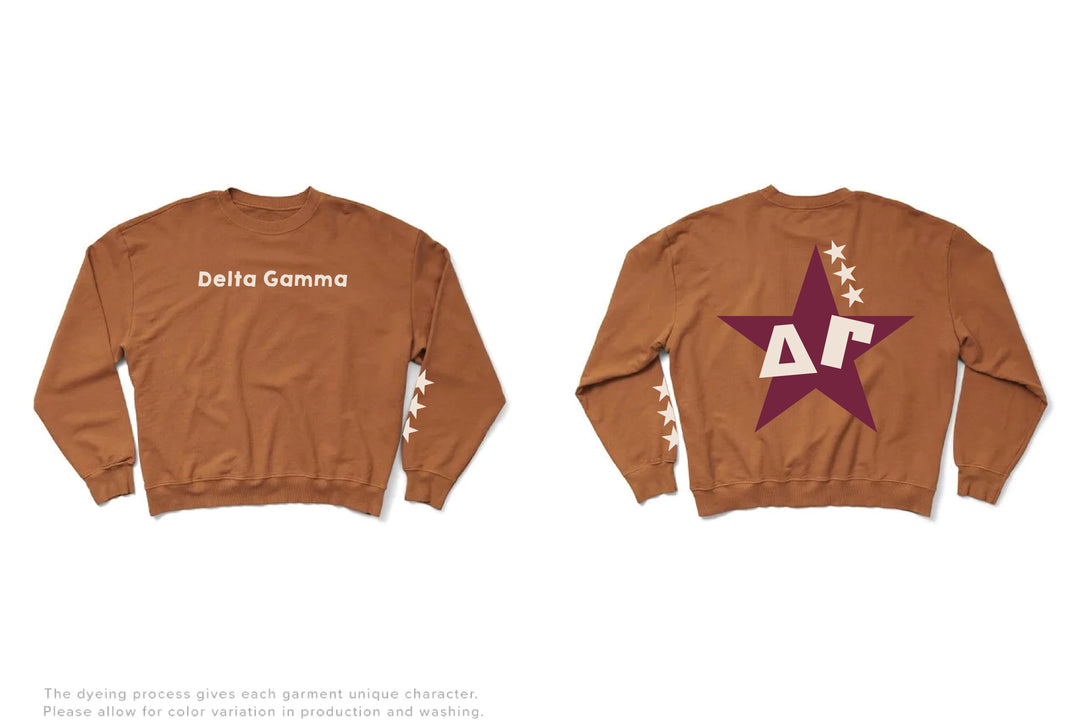 Caffeine Maroon Star Light Weight Sorority Crewneck