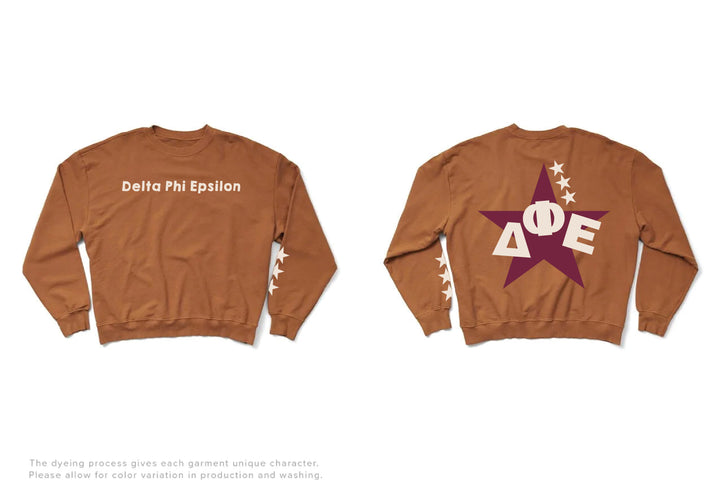 Caffeine Maroon Star Light Weight Sorority Crewneck