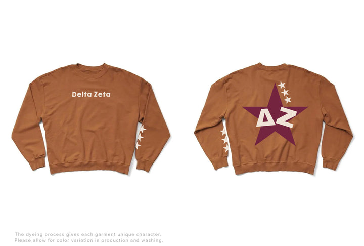 Caffeine Maroon Star Light Weight Sorority Crewneck