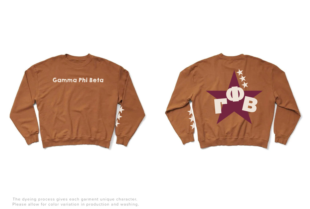 Caffeine Maroon Star Light Weight Sorority Crewneck