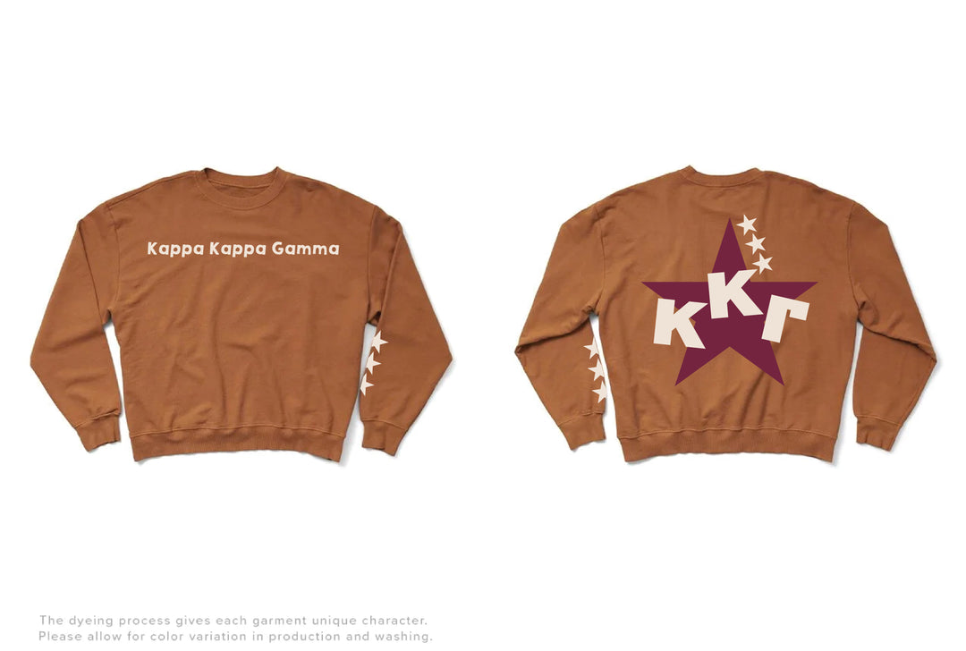 Caffeine Maroon Star Light Weight Sorority Crewneck