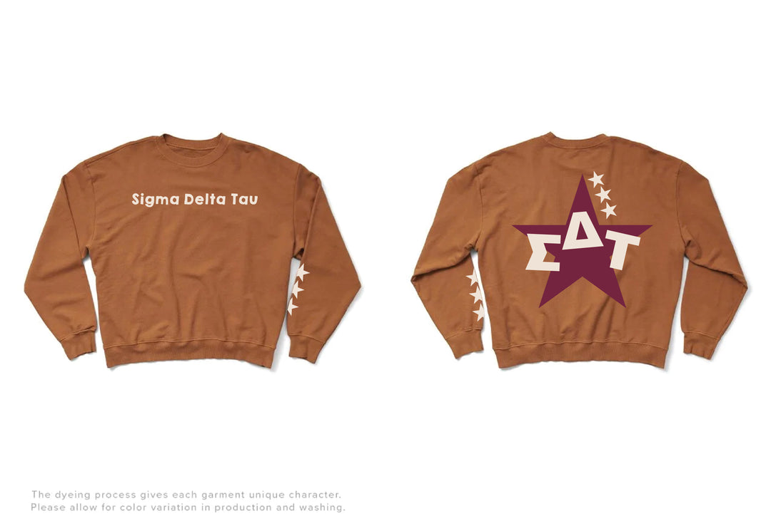 Caffeine Maroon Star Light Weight Sorority Crewneck