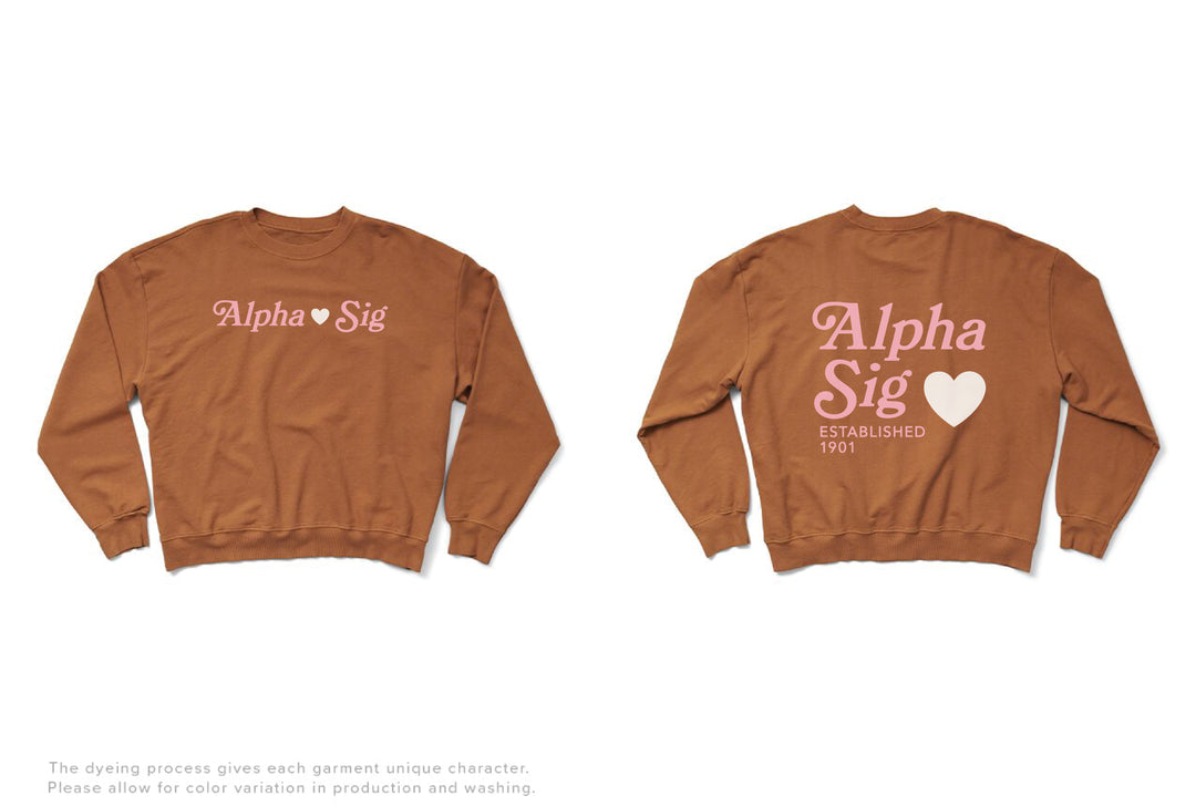 Caffeine Heart Light Weight Sorority Crewneck - 2XL