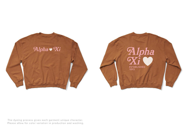 Caffeine Heart Light Weight Sorority Crewneck