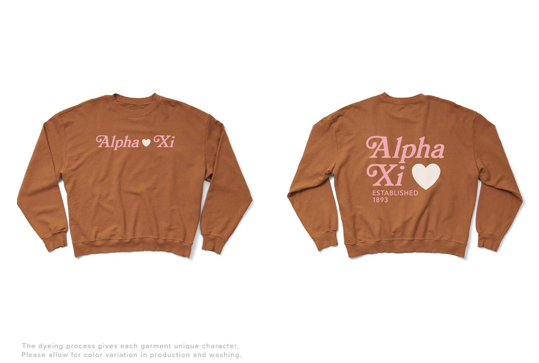 Caffeine Heart Light Weight Sorority Crewneck - 2XL