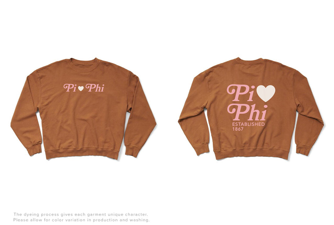 Caffeine Heart Light Weight Sorority Crewneck