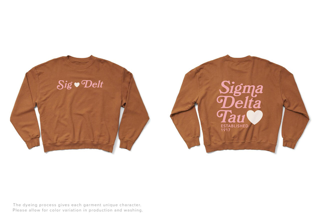 Caffeine Heart Light Weight Sorority Crewneck