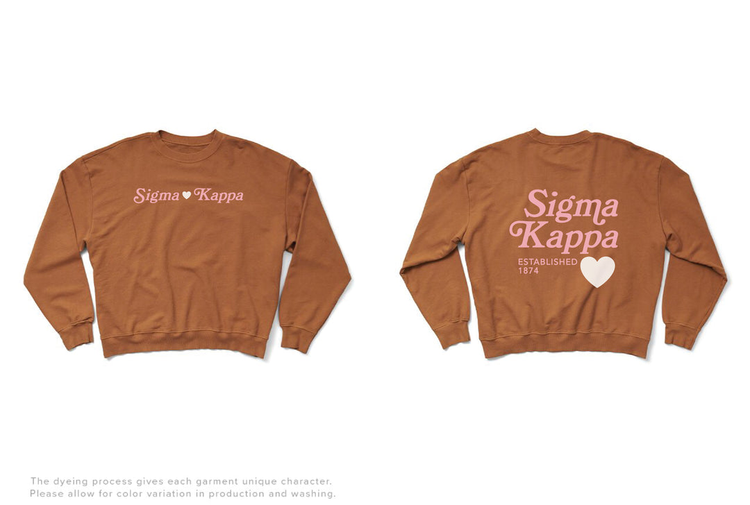 Caffeine Heart Light Weight Sorority Crewneck