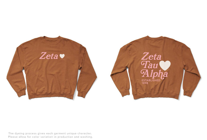 Caffeine Heart Light Weight Sorority Crewneck