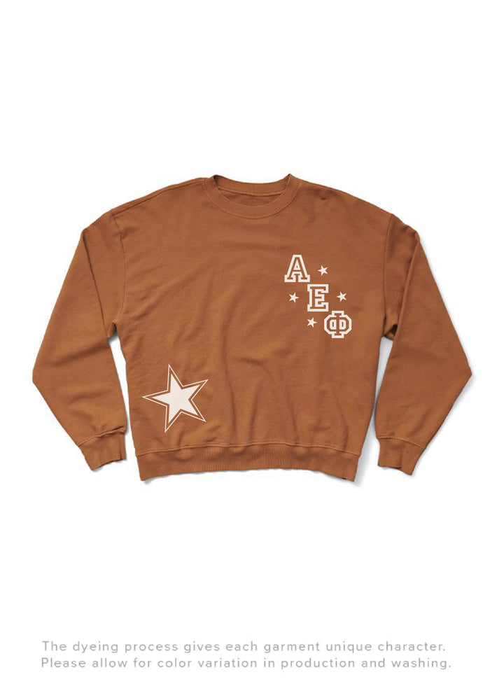 Caffeine Star Light Weight Sorority Crewneck