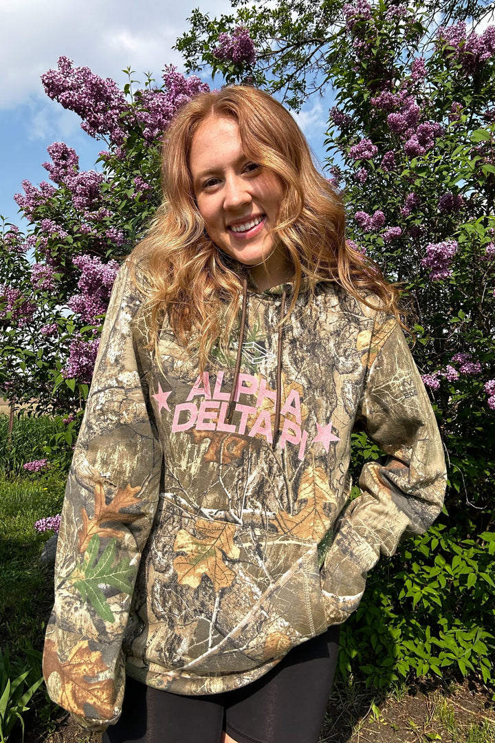 Alpha Delta Pi Pink Star Camo Hoodie