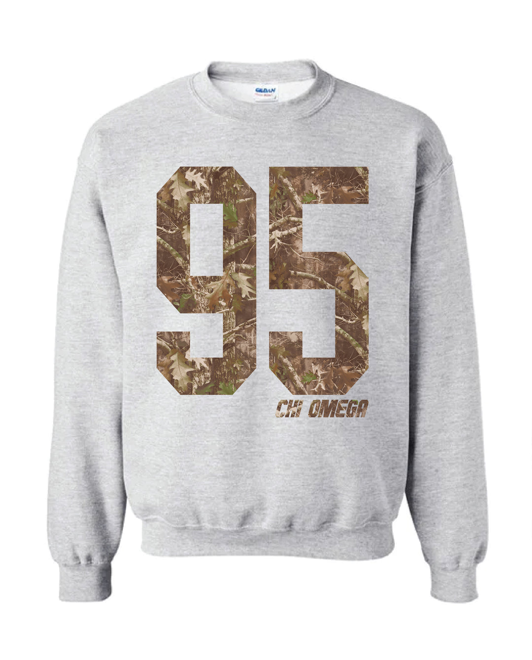 Chi Omega Camo Est Year Crewneck