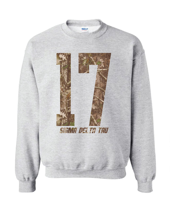 Sigma Delta Tau Camo Est Year Crewneck