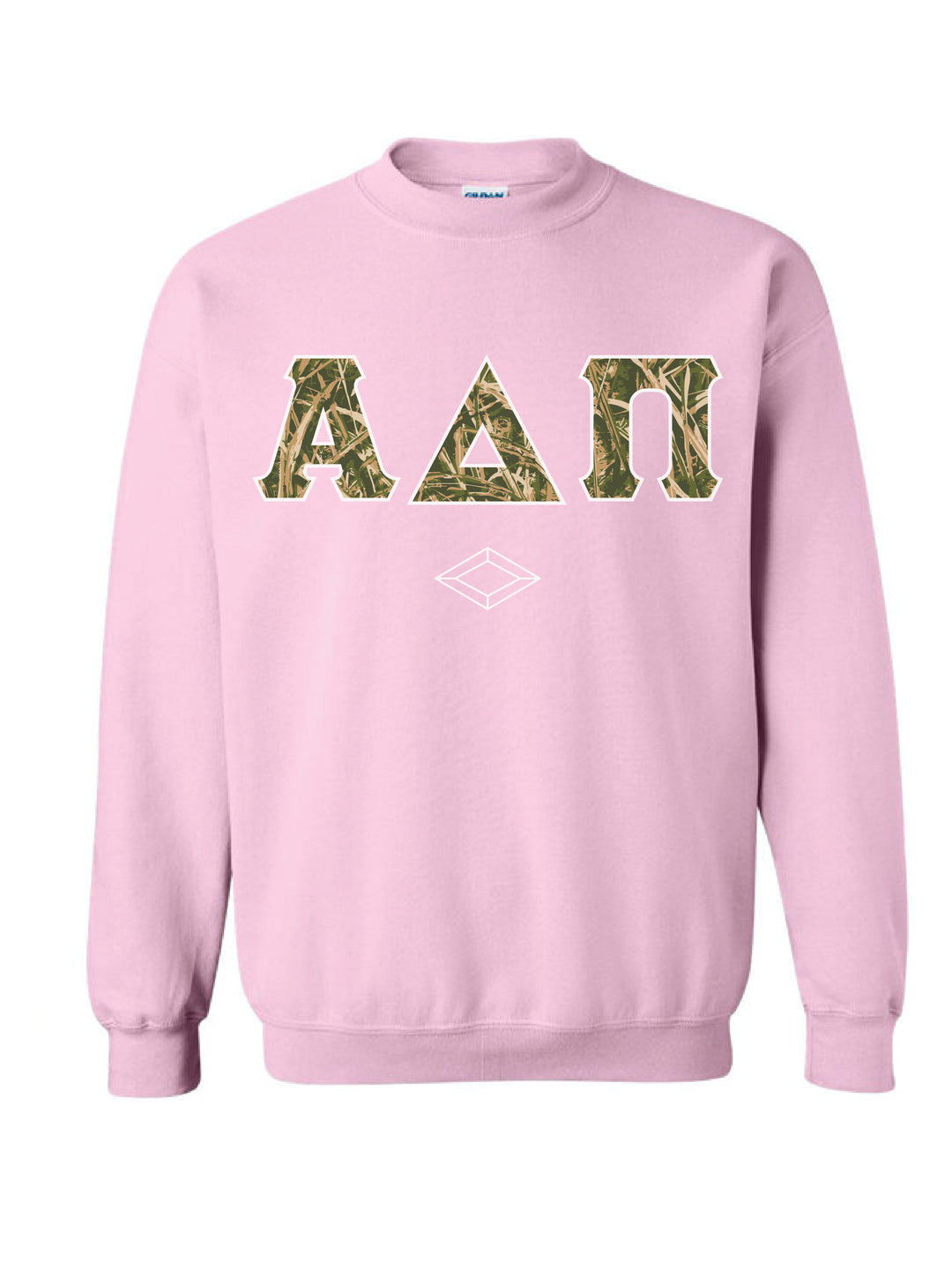 Camo Letters Light Pink Sorority Crewneck