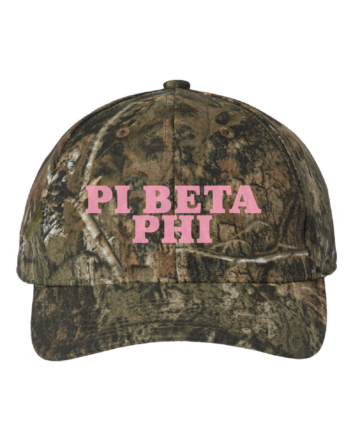Pi Beta Phi Embroidered Pink Camo Hat
