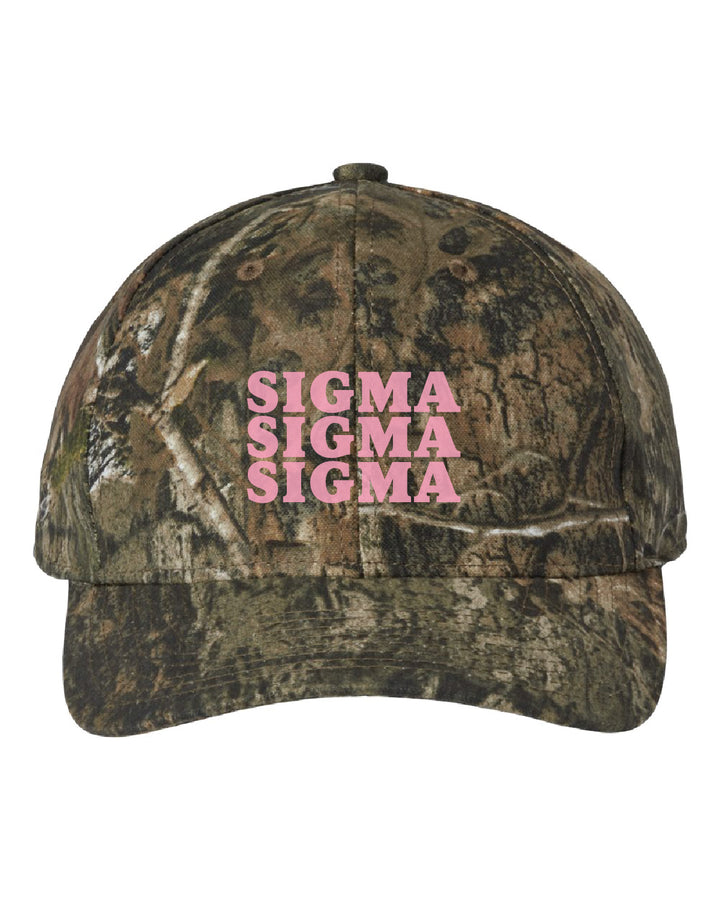 Sigma Sigma Sigma Embroidered Pink Camo Hat