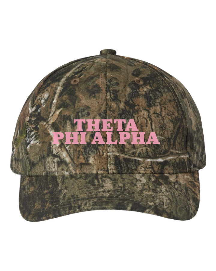 Theta Phi Alpha Embroidered Pink Camo Hat