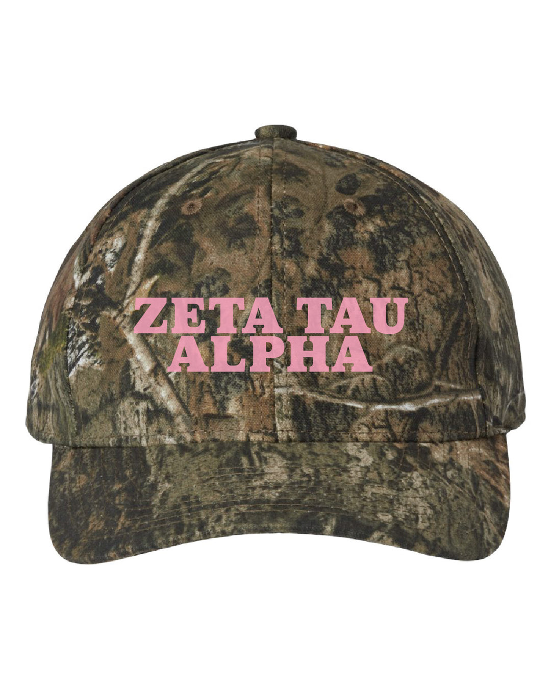 Zeta Tau Alpha Embroidered Pink Camo Hat