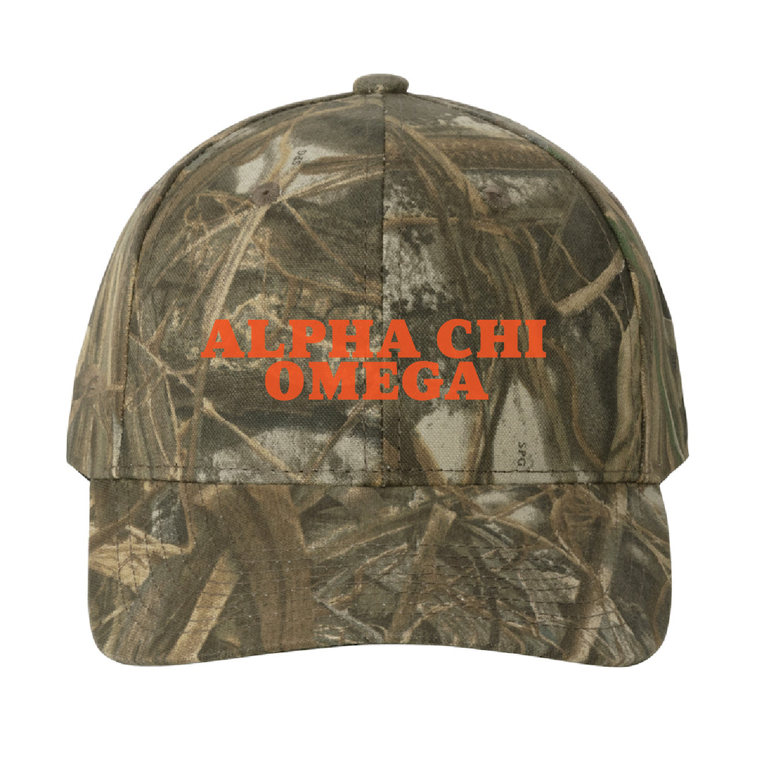 Orange Embroidered Sorority Camo Hat