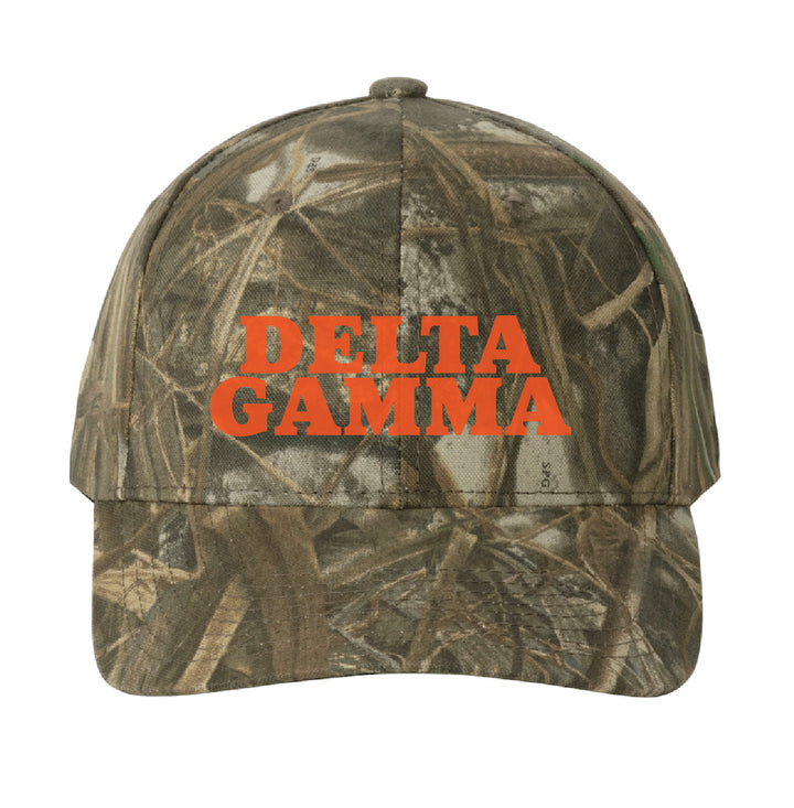 Orange Embroidered Sorority Camo Hat