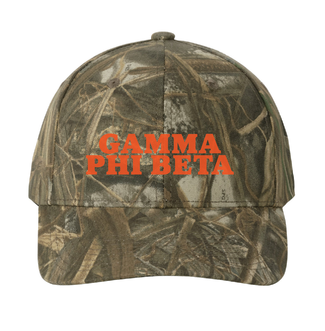 Orange Embroidered Sorority Camo Hat