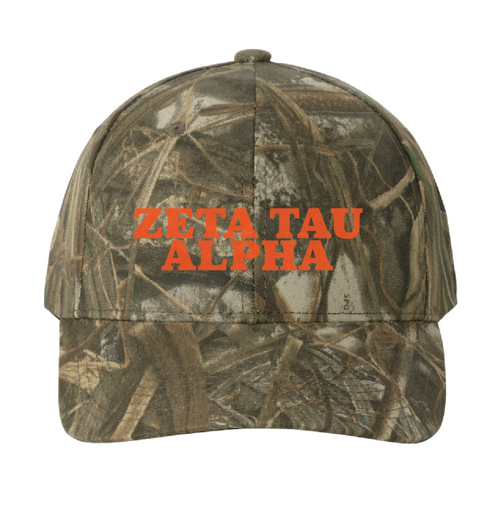 Orange Embroidered Sorority Camo Hat