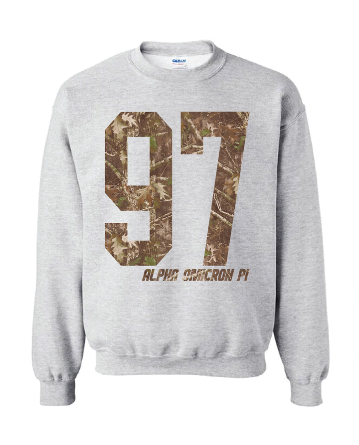 Alpha Omicron Pi Camo Est Year Crewneck