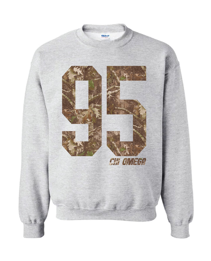 Chi Omega Camo Est Year Crewneck
