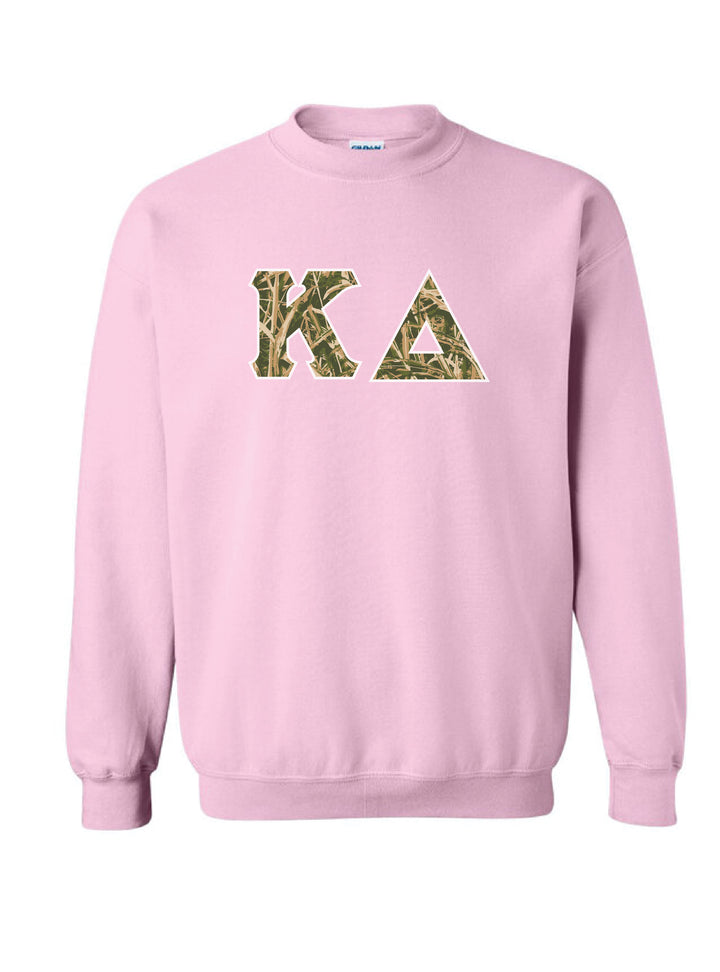 Camo Letters Light Pink Sorority Crewneck