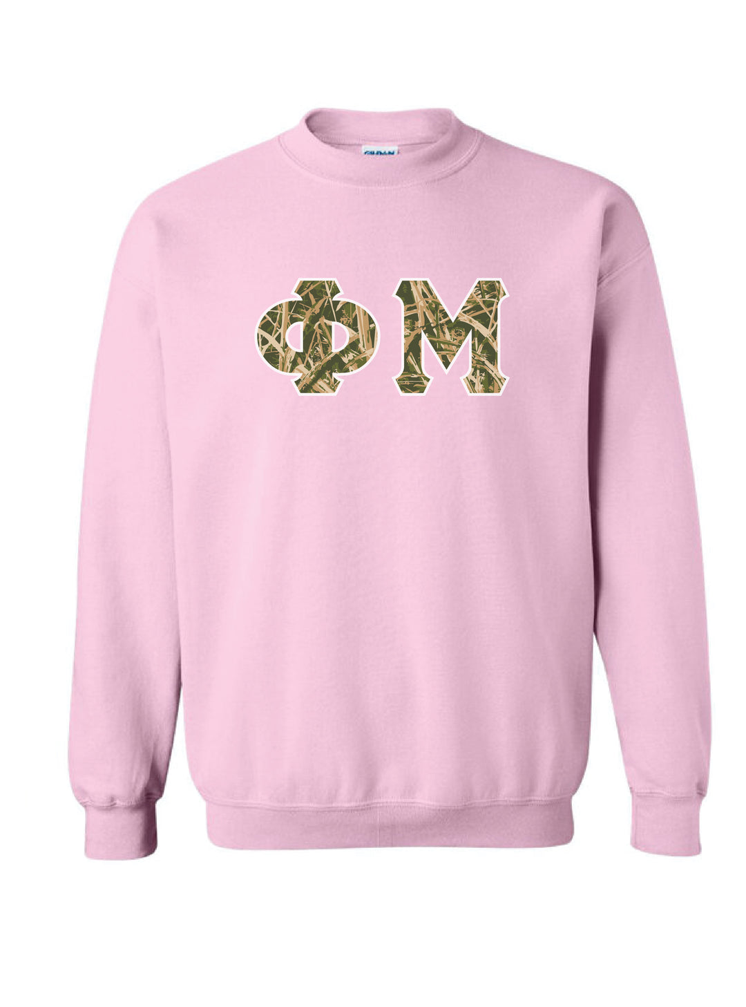 Camo Letters Light Pink Sorority Crewneck