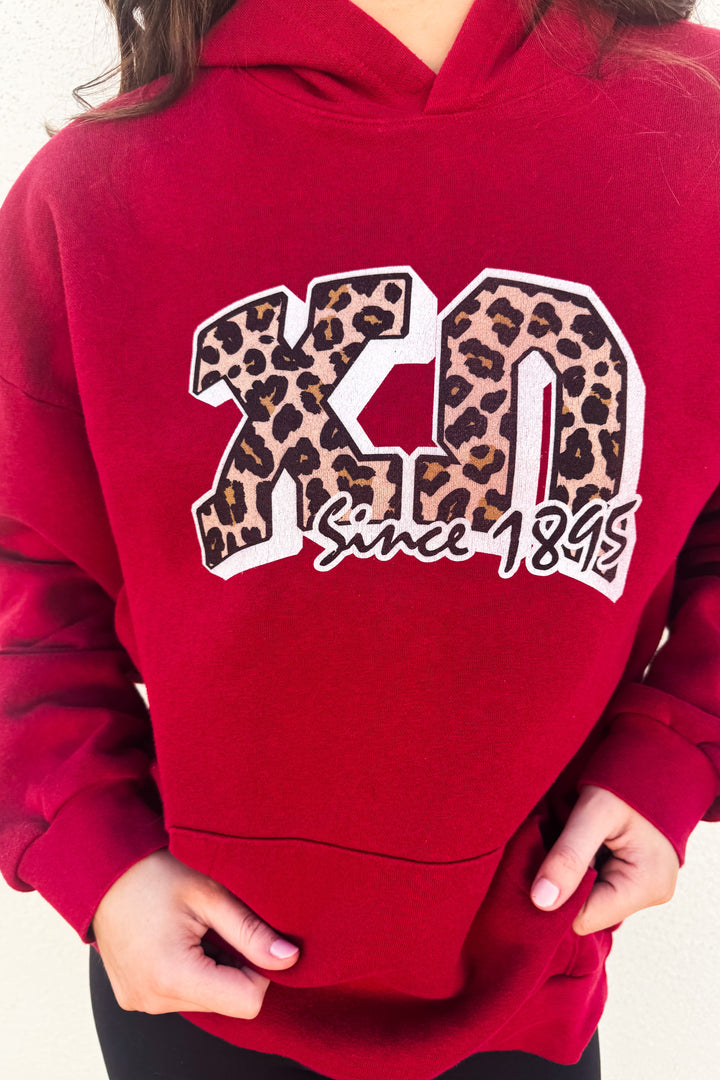 Cheetah Letters Red Sorority Hoodie