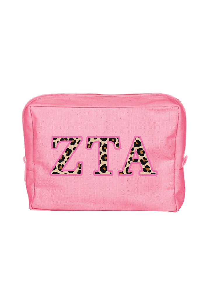 Cheetah Letters Sorority Make-Up Pouch