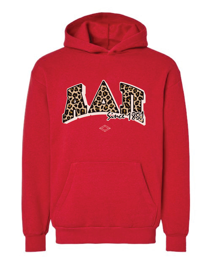 Cheetah Letters Red Sorority Hoodie