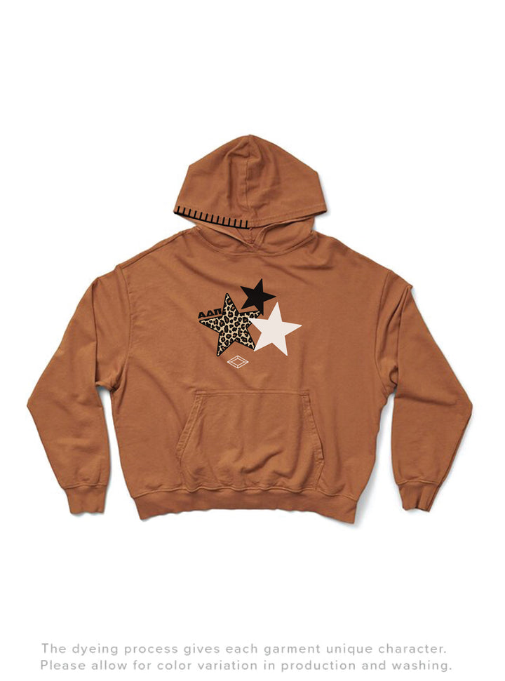 Alpha Delta Pi Caffeine Cheetah Star Light Weight Hood Stitch Hoodie