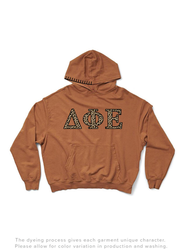 Caffeine Cheetah Greek Letters Light Weight Hood Stitch Hoodie