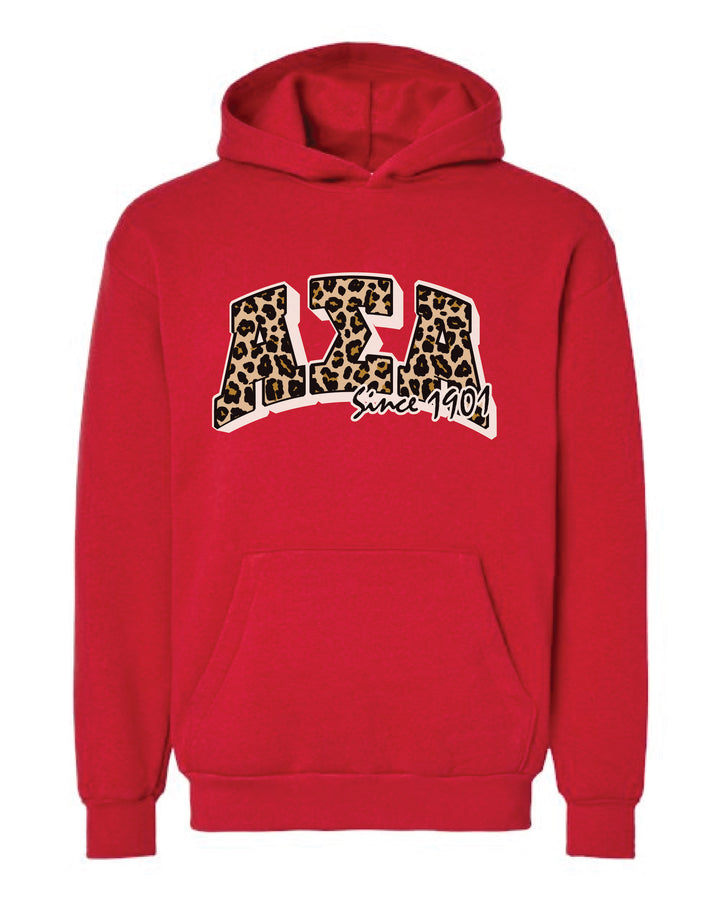 Cheetah Letters Red Sorority Hoodie - 2XL - 3XL