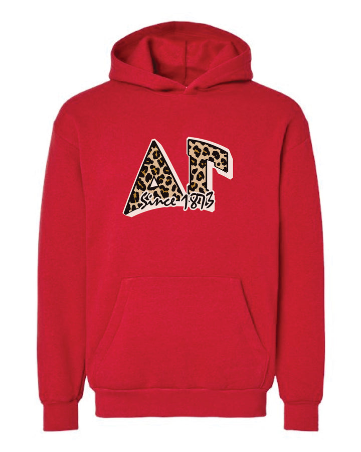 Cheetah Letters Red Sorority Hoodie - 2XL - 3XL