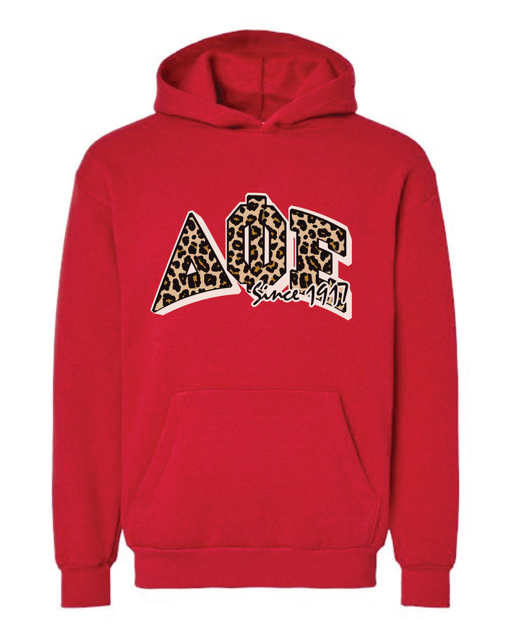 Cheetah Letters Red Sorority Hoodie