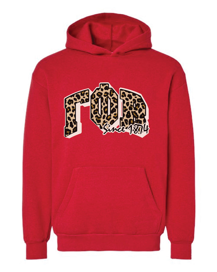 Cheetah Letters Red Sorority Hoodie - 2XL - 3XL