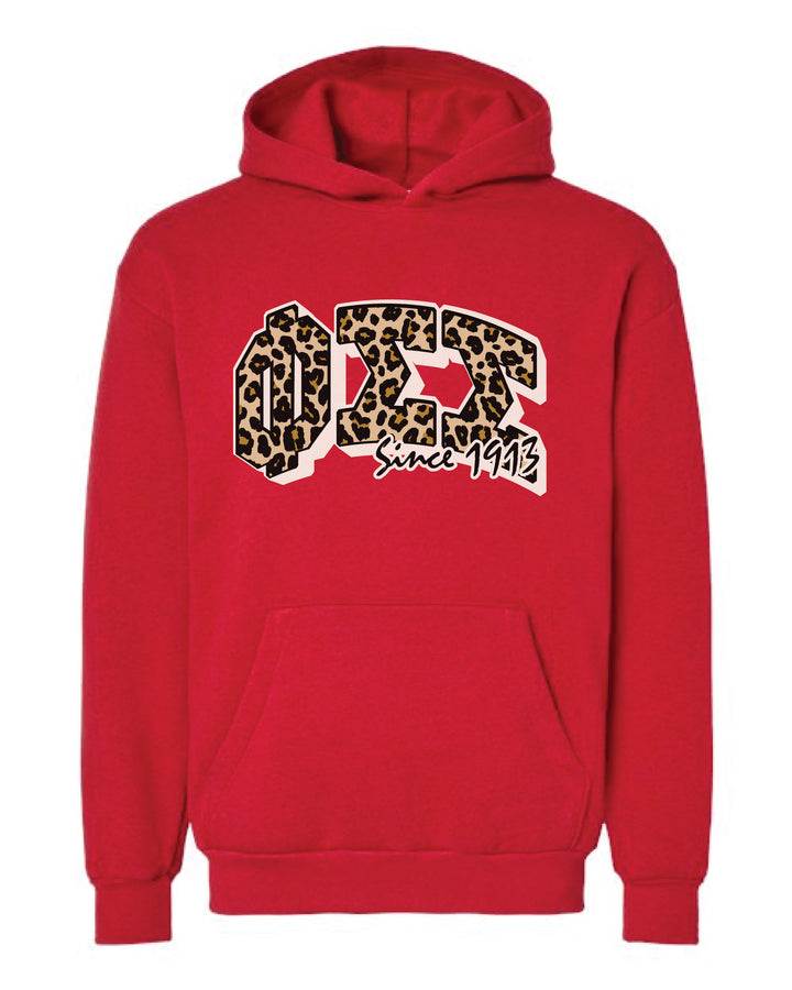 Cheetah Letters Red Sorority Hoodie