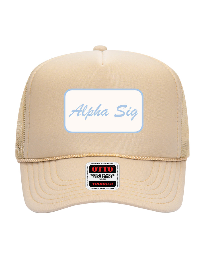 Cursive Script Patch Trucker Hat