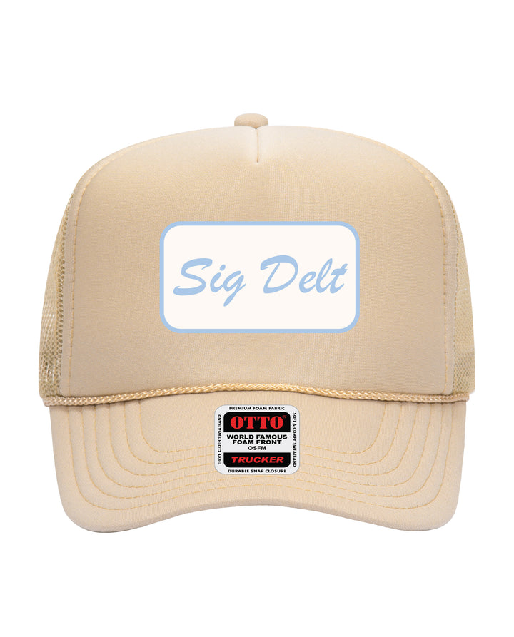 Cursive Script Patch Trucker Hat