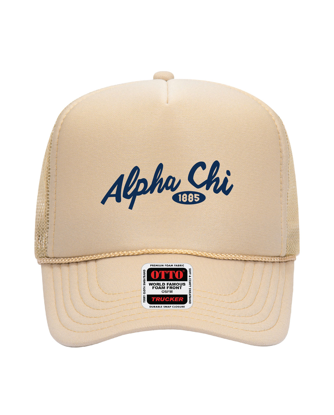 Cursive Embroidered Tan Sorority Trucker Hat