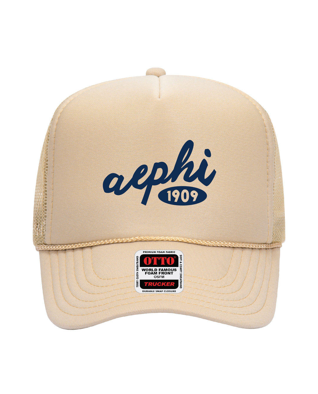 Cursive Embroidered Tan Sorority Trucker Hat