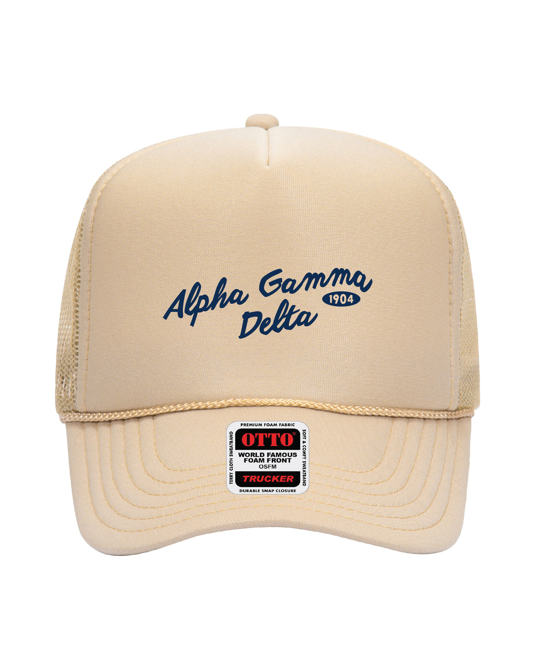 Cursive Embroidered Tan Sorority Trucker Hat