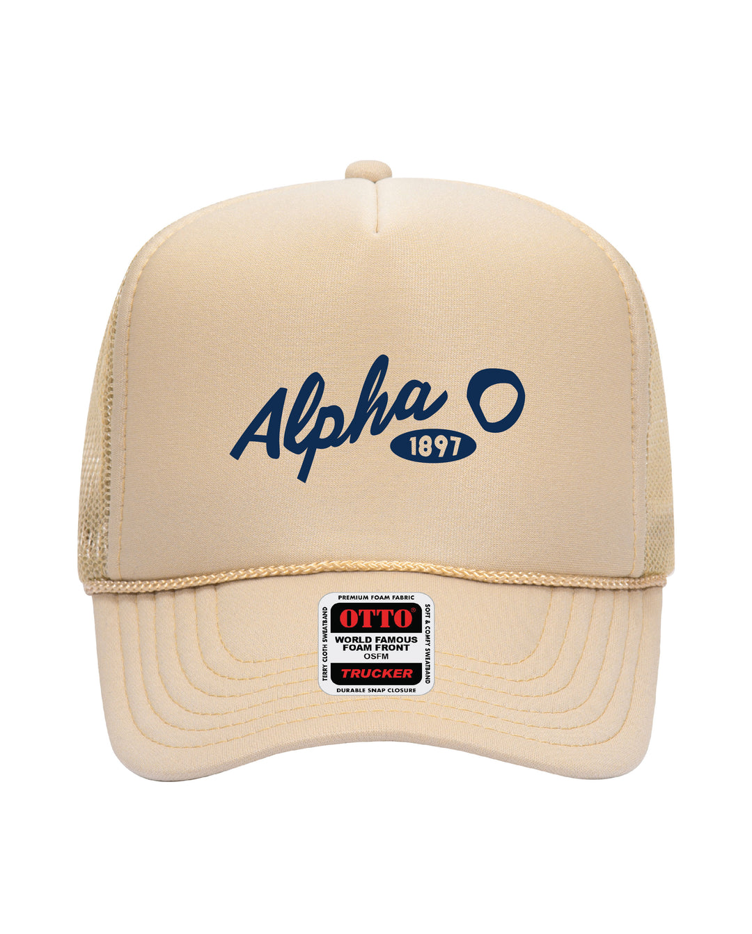 Cursive Embroidered Tan Sorority Trucker Hat